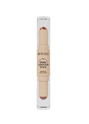 Карандаш для контуринга лица двойной revuele dual contour stick тон 01 янтарный бронзовый, 3,7 г daily skin care