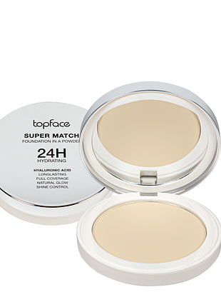 Пудра для лица topface super match foundation компактная увлажняющая 10 г (pt269), 02 light cream/светлый кремовый daily skin care