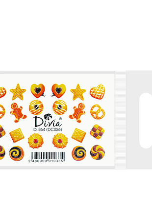 Наклейки для нігтів divia водна 3d кольорова di864 dc026 печиво daily skin care