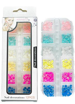 Набор страз для маникюра aoyasiyue nail decoration ассорти 12 шт no 1 яркие цветные daily skin care
