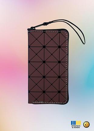 Чехол-кошелек statuscase из экокожи для телефона nokia 215 4g dual sim 2024 (коричневый ромб)