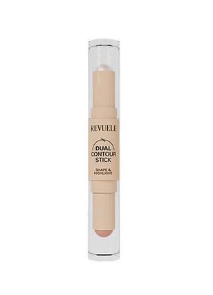 Карандаш для контуринга лица двойной revuele dual contour stick тон 02 жемчужный бежевый 3,7 г daily skin care