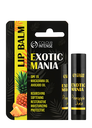 Бальзам для губ colour intense exotic mania зволожуючий spf15 № 01 pineapple juice з ароматом ананасу daily skin care