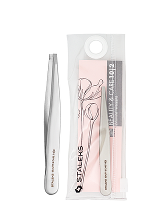 Пінцет для корекції брів staleks beauty & care прямий 96 мм tbc-10/2