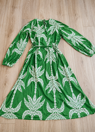 Красивое брендовое зеленое платье миди h&amp;m