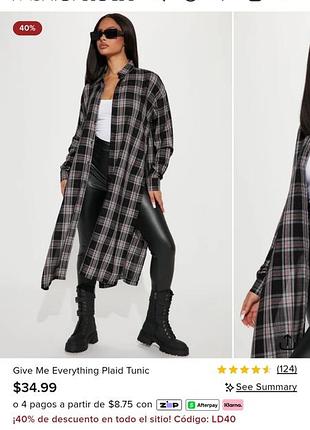 Fashion nova рубашка рубашка длинная с принтом и. разрезами