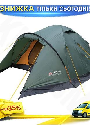 Ku палатка terra incognita universal fit трехместная зеленая для кемпинга и туризма с двумя входами и uni2l_k