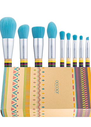 Набір пензлів для макіяжу docolor boho bamboo brush set р0906 (9 шт) daily skin care