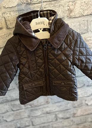 Коричнева стьобана куртка на 2р, куртка marks and spencer 18-24м, коричнева курточка на хлопчика, коричнева куртка 18-24м