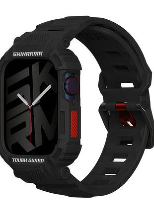 Ремінець з накладкою skinarma mecha strap+case apple watch 44mm/45mm black
