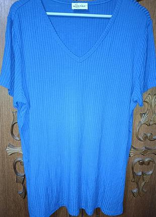 Синя базова футболка в рубчик laurina (віскоза), р. 46-48 (xl/xxl)