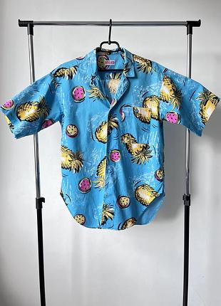 Вінтажна гавайська сорочка з коротким рукавом у розмірі м, vintage 80-90s barbados hawaiian shirt mad in switzerland 🇨🇭