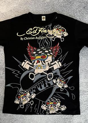 Ed hardy christian audigier вінтажна футболка xl y2k skull racer usa