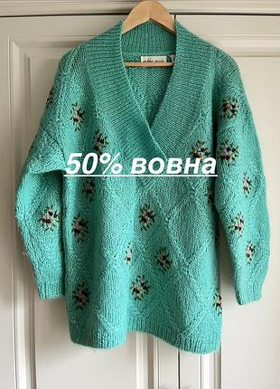 Светр 50% вовна вінтаж chelrea young вишивка