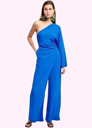 Комбінезон жіночий брючний на одне плече zara s синій