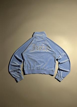 Juicy couture вельветова кофта блакитна зі стразами big logo