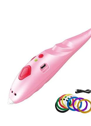 Беспроводная 3d ручка с трафаретами 3d painting pen usb розовая