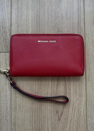 Шкіряний гаманець michael kors mercer large leather smartphone wrislet