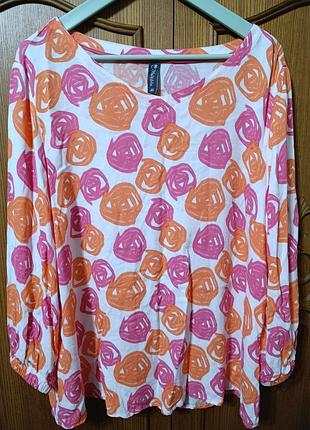 Яркая вискозная блуза multiblu (неместья), размер 46 (xxl/3xl) – эко-вискоза!