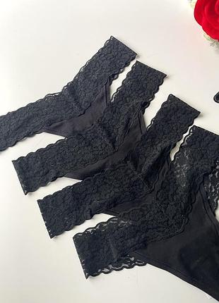 Трусики чорні бавовняні + мереживо h&m оригінал