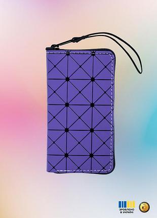 Чехол-кошелек statuscase из экокожи для телефона oukitel c38 (фиолетовый ромб)