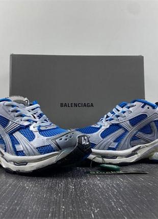 Кросівки balenciaga runner b and w blue