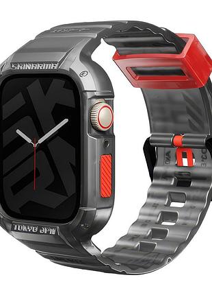 Ремінець з накладкою skinarma saido strap+case apple watch 44mm/45mm smoke