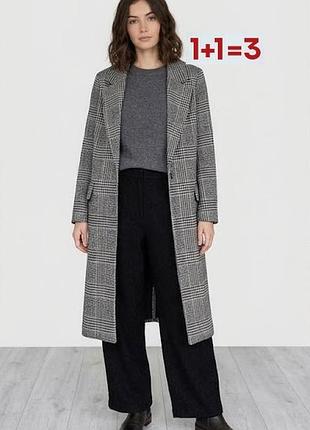 1+1=3 🎁 длинное пальто в клетку с добавлением шерсти от h&amp;m