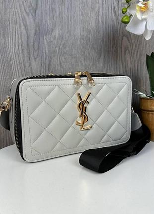 Модная женская мини сумочка клатч ysl экокожа, стильная сумка на плечо стеганная серый