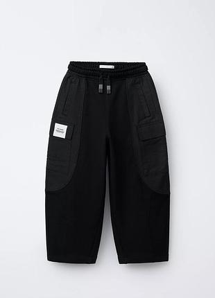 Zara новые с биркой крутейшие плотные штаны трехнитка со вставками плащевой хиты этого сезона