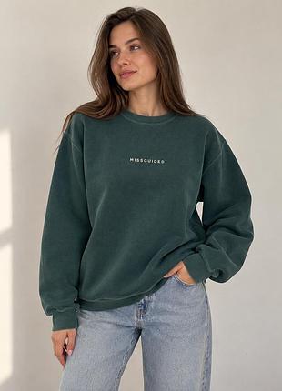 Оверсайз світшот missguided жіночий зелений з логотипом розмір s