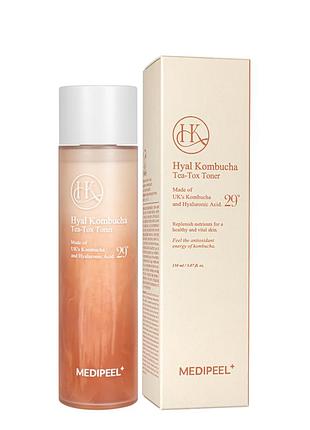 Тонер для обличчя для підвищення еластичності шкіри medi-peel hyal kombucha tea-tox toner з комбучем 150 мл