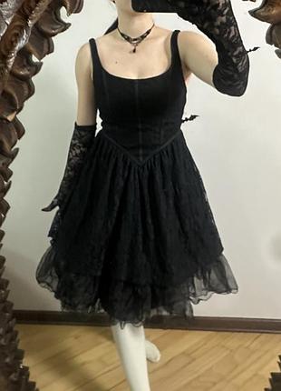 Готична сукня міні мереживна готика ретро чорна