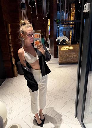 Білі класичні брюки від зара, прямі брюки zara