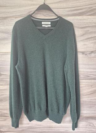 Чоловічий джемпер 100% кашемір autograph marks & spencer розмір xl / темно-зелений светр v-виріз