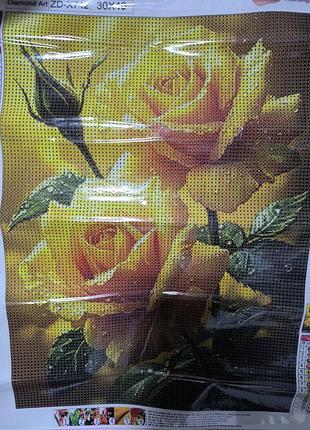 Алмазная мозаика "желтые троянты" 40*30см🌼🌼🌼 7