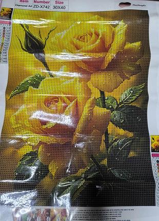 Алмазная мозаика "желтые троянты" 40*30см🌼🌼🌼 4