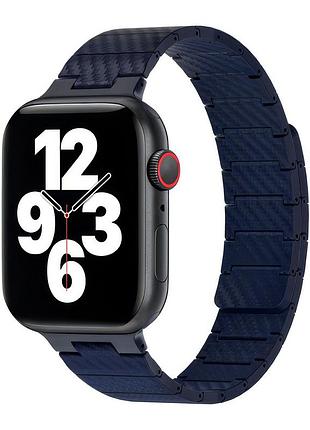 Ремінець wiwu carbon fiber pattern magnetic watch band 44/45/46mm (wi-wb009) blue