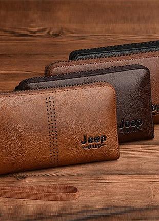 Мужской клатч кошелек jeep барсетка, модный портмоне эко кожа джип