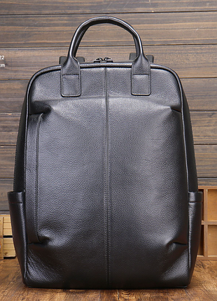 Шкіряний чоловічий рюкзак класичний чорний з натуральної шкіри якісний