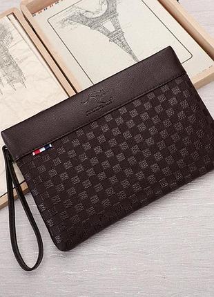 Великий чоловічий кліт барсетка кенгуру, гаманець сумка на ремінці коричневий