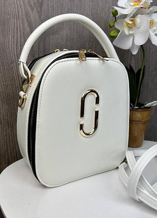 Стильная женская сумка каркасная стиль marc jacobs, мини сумка овальная белый