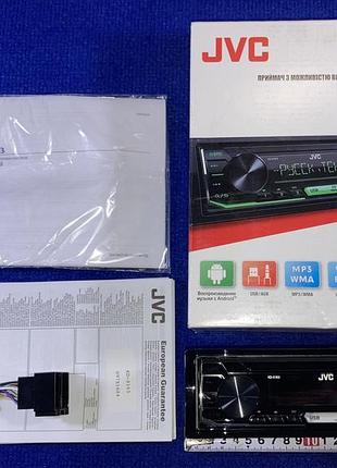 Автомагнитный магнитофон jvc kd-x163 kd-x 163g fm usb aux mp3 android съемная панель зеленая подсветка