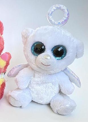 Мягкая игрушка мишка медведь медвежонок ангел глазастик ty beanie boos halo 15 см мʼяка плюшева іграшка ведмідь ведмедик