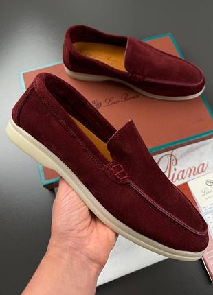 Лоферы замшевые мужские бордовые loro piana bordo! натуральная замша! лоферы мужские бордовые классические замшевые хит! размеры 40-46!