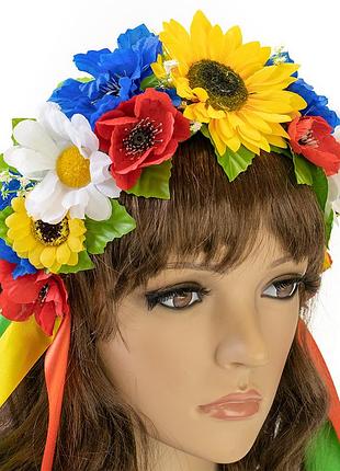 Украинский веночек с лентами на ободке божена 12230