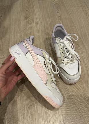 Puma carina street шкіряні кросівки 39/40 рожево-білі