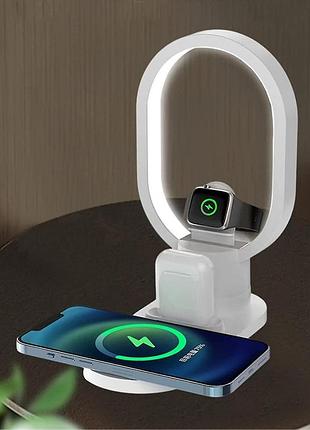 Беспроводная зарядная станция – led ночник 4in1 15вт