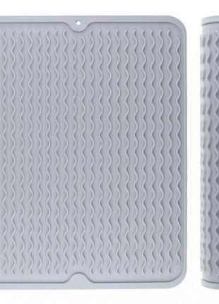 Коврик силиконовый нескользящий для сушки посуды 30*40см gray