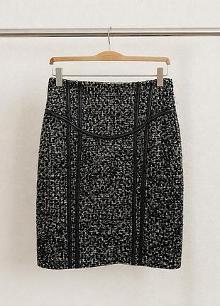 Юбка женская zara шерстяная твидовая меди с выразительной фактурой l